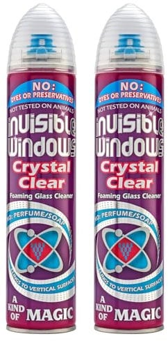 2x Aristowax Invisible Windows Crystal Clear Foaming Glass Cleaner
