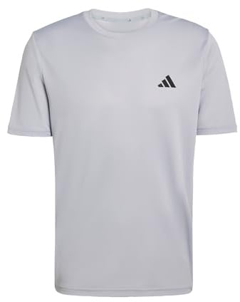 adidas Men's Workout Essentials Base 3-Stripes T-Shirt, Halo Silver/Black, XS