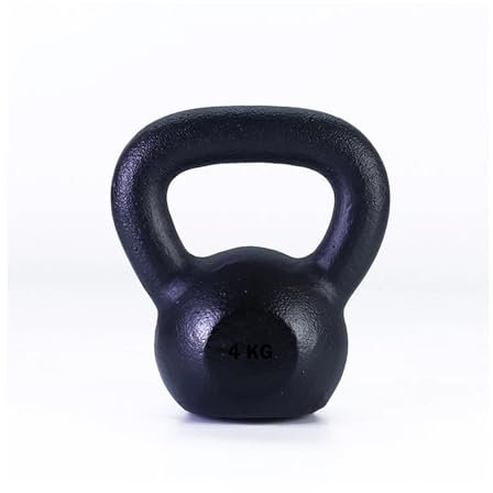 Vinyl Kettle bell Weight Set Exercise Home Gym Fitness Workout 4-20kg |Vinyl & Cast Iron Kettle bells Correct Shape And Size | Home And Gym Fitness Workout (Black (Cast IRON), 4 KG)