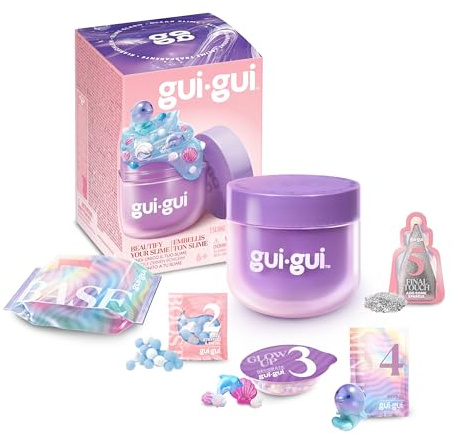 GUI GUI Clear Slime Kit, Scented Slime with Glow-Up Beauty Ritual | Beautify and level up your slime; 13 scented Gui Gui slimes and 4 textures to collect, gifts for 6+