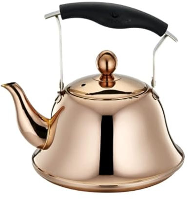 IWENZHKPA Bouilloire Camping 3L Cuisinière Sifflement Bouilloire en Acier Inoxydable Sifflement Thé Bouilloire Cuisinière Sifflement Théière pour Divers Poêles Bouilloire pour Thé Café(Rose Gold)