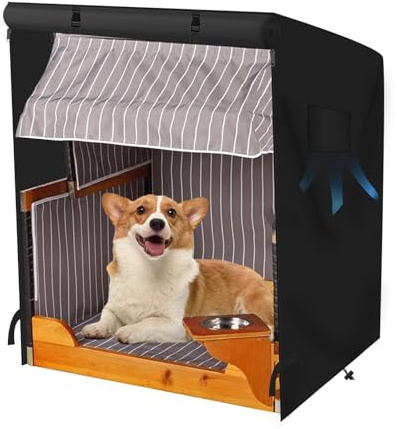 Hundestrandkorb Abdeckung, 600D Oxford wasserdicht, 85x75x100 cm | Schutzhülle für Strandkorb Hund mit Belüftungsöffnung, für Hundestrandkorb, wasserdicht, robust, UV-beständig