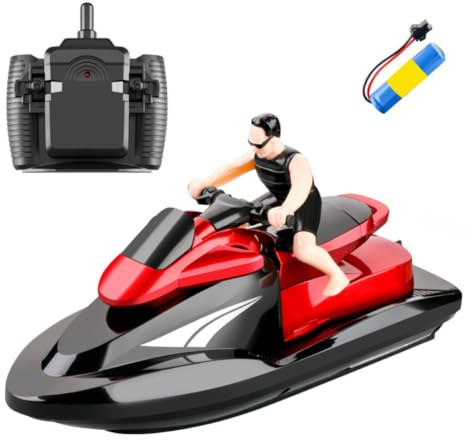 OFFIGAM Bateau Radiocommandé Rapide 2,4 Ghz Rouge Abs, Jouet Télécommandé | Batterie 3,7 V 500 Mah Incluse, 1 Pièce, Format Compact pour Piscine et Plans D'eau Tranquilles