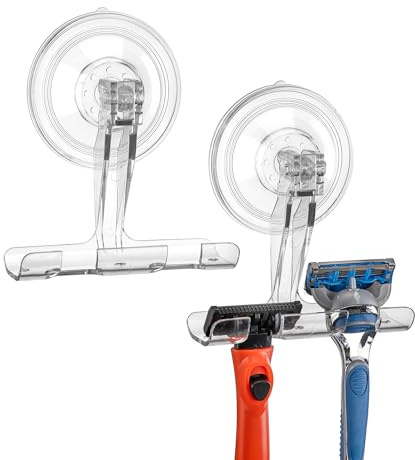Anteabee Razor Holder for Shower, 2 Packs Vacuum Shower Hooks with Suction Cup, Reusable Suction Razor Holder Bathroom Wall Hooks for Towels Robes Multipurpose Hanging