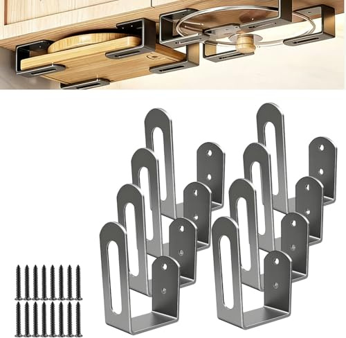 mimzemamz 8 Pcs Chopping Board Holder, Cutting Organizer Holder Pan Lid Organiser, Under Cabinet Cutting Board Holder with Roll Holder Stainless Steel Heavy Duty Chopping Board Stand