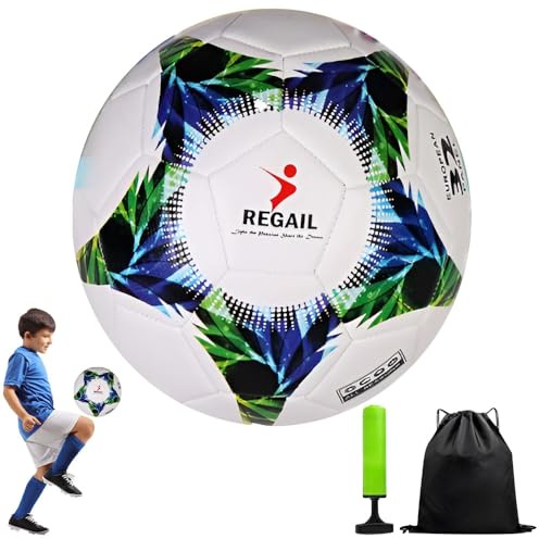 Nzkeuf Fussball Größe 4 für Kinder und Jugend 6-11 Jahre, Fußball Kinder mit Pumpe, Beutel, Verhindern Sprengen, Kunst-Leder Fußbälle, Outdoor Spielzeug, Geschenk für Kinders