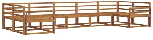 vidaXL Outdoor-Sofagarnitur 7 pcs Natur Massivholz Akazie, Modernes Outdoor-Sofa-Set, stylische Gartenmöbel, Lounge-Sitzgruppe für Garten und Poolbereich zum Entspannen
