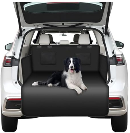 GQTMEUGTZ Kofferraumschutz Hund, für VW Scirocco/Sharan/T-Cross/T-ROC/Taro/Tiguan 2000-2023 2024 2025 2026 wasserabweisend pflegeleicht, Schwarze Kofferraummatte mit Ladekantenschutz