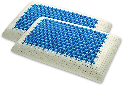 Marcapiuma - Paar Memory Nackenstützkissen - Blue AIR Massage - Ultra atmungsaktive Teil - 100% Baumwolle Bezug - Orthopädische - Kissen visco Kopfkissen Memory Schaum - Made in Italy