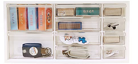 livinbox Desktop Small Parts Cabinets w/10 Drawers, Storage Cabinet with dividers, Parts Storage Desk Organiser, Plastic DIY Storage Bin,Rack, Screws, Tool, Art, Craft Box, White, A9-5244-WT