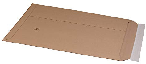 KK Verpackungen® Versandtasche aus Wellpappe für DIN A3 | 100 Stück, 335x500x50mm, Versandverpackung mit Selbstklebeverschluss & Aufreißfaden | Karton-Versandtasche für flachliegende Gegenstände