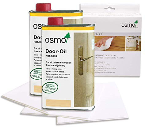 Deal Pack 2 x 1L Osmo Door Oil Raw Including Osmo (Box of 10) Easy Pads… (3033)
