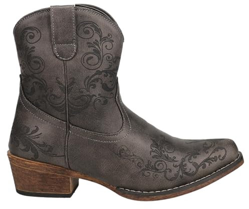 ROPER Stivali da donna corti con punta a taglio in rilievo, stile casual, alla caviglia, tacco basso, 2,5-5,1 cm, marrone, Grigio, 39 EU
