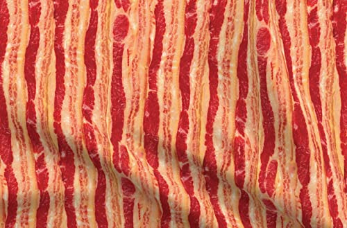 Spoonflower Fabric Bacon Food Stripes on Petal Signature Cotton