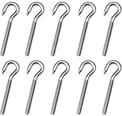 Aallo 10 Pezzi M6 Vite a Gancio 304 Vite a Gancio in Acciaio Inox Gancio a Vite ad Anello per Uso Interno ed Esterno