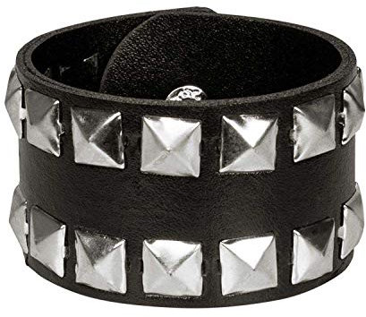 Boland 64419 - Armband mit Nieten, schwarz-silber, Lederlook, Rocker, Biker, Punk, Modeschmuck, Kostüm, Karneval, Mottoparty, Halloween