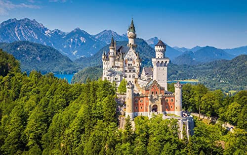 Haeran River Deutschland Neuschwanstein Schloss Bäume Malen Nach Zahlen Diy Einzigartiges Leinwand Ölgemälde Kit Digitale Malerei