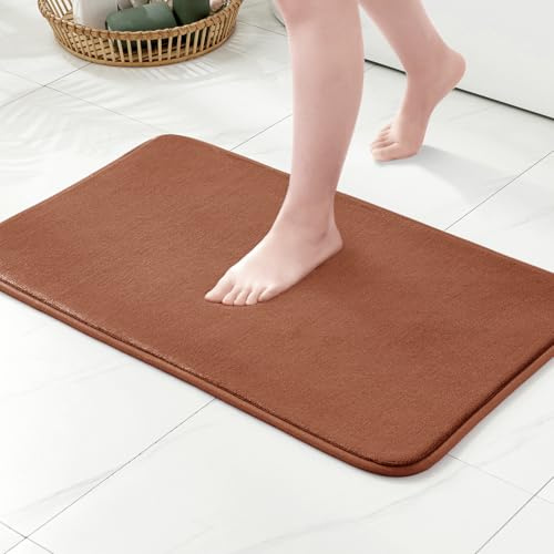 MIULEE Tapis de Bain Antidérapant en Mousse à Mémoire Café 40x60cm