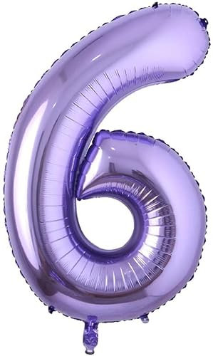 Lila Folienballons Zahl 0 bis 9 als Deko für Geburtstag und Party | 80cm groß | Violett Flieder Lilac Lavendel Zahlen Kindergeburtstag Partydeko Folienballon Ballon Luftballon, Edition: 6. Geburtstag