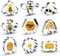 Ausstechform Bienenstock 9 Stück mit niedlichen Bienenstock Blume Wabe Hexagon Honigglas Topf Plaque Rahmen Ausstechformen Formen Fondant Formen für Honigbienenparty - Edelstahl