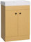 kleankin Mobile Bagno sotto Lavabo in Truciolato con Ripiani Regolabili e Lavello Curvo in Pietra Artificiale, 60x41.5x88 cm, Bianco e color Legno