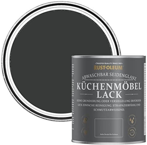 Rust-Oleum Black Scrubbable Kitchen Cupboard Paint in Satin Finish - Natural Charcoal (Black) 750ml