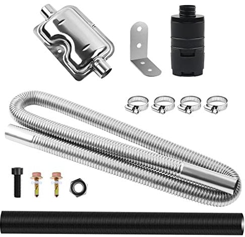 MaxEarn 120cm Exhaust Hose for Generator with Silencer Stainless Steel + 25mm Inlet Pipe + Exhaust Pipe + Air Filter + 4 Clamps + Accessories, for Air Diesel Heater, Auto Parking Auxiliary Heater