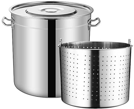 Heavy Duty Thicked Stockpot 27Qt / 45Qt / 63Qt Commercial Stainless Steel Crawfish Seafood Bollire Pot Aragosta Granchio Bollente, Gas, Elettrico e Compatibile con induzione,30L/27QT