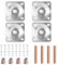 Daelesr Lot de 4 M8 Plaques de Montage de Pied avec Boulons et Vis, Plaques de Fixation pour Pieds de Meubles, Argent Supports de Montage pour Jambes Pieds de Canapé Table Fauteuil Sièges Meuble
