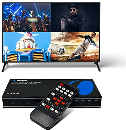 OREI 4K UHD-401MV Multi-HDMI Viewer 4 in 1 Output 4 Port Switch Seamless Infrared Remote Control Support 4K@60Hz 1080P for PS4/PC/DVD/Security Camera, HDMI Switch