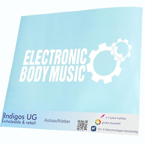 INDIGOS UG Auto Aufkleber Elektronic Body Music - EBM Zahnrad - 300x110mm weiß - Selbstklebender Sticker für Auto, Fenster, Bus oder LKW - Tuning