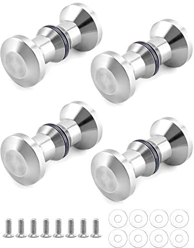 QWORK® 4 Paar Dusche Tür Doppel Knopf, Türknopf Duschtürgriff, 304 Edelstahl Dusch-Glastürgriffe Badezimmer Duschtürknauf, Duschtürknopf, Beschläge Türknauf Griff, rund