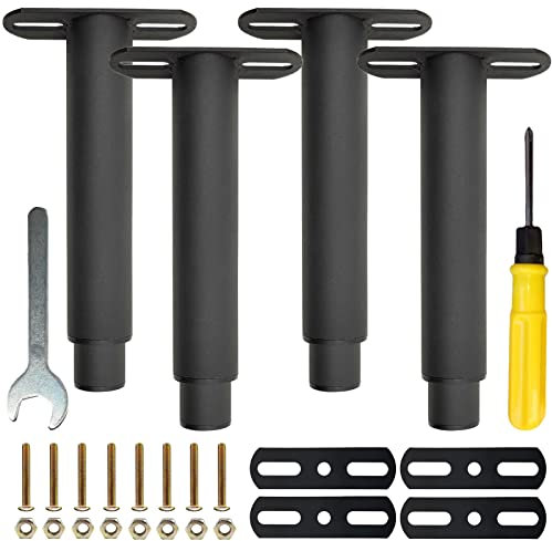 4er-Set Möbelfüße Bettfüße Höhenverstellbar, 18-33Cm Versenkbare Metallfüße Möbelstützfüße Möbelfüße Stützfuß Ersatz für DIY Möbel, Küchenschrank Sofa Betten-Schwarz