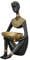 GILDE Deko Figur Skulptur mit Schale - aus Kunstharz - afrikanische Dekoration Safari - Farbe: schwarz Gold - Höhe 32 cm