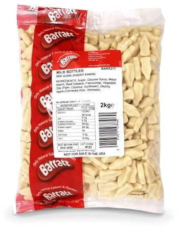 Barratt's & Taveners Bulk Bags & Boxes of Sweets, Perfect for Parties, Weddings, Nights in, Retro & Classic Sweets (Barratts Milk Bottles 2KG)