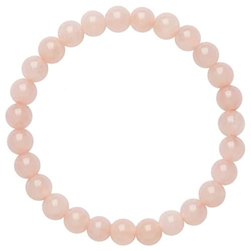 BSLVWG Bracelet en Perles 6mm Pierre Gemme et Cristal | Bracelet Femme et Fille | Lucky | Fortune | Rose