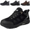 SUADEX Sicherheitsschuhe Arbeitsschuhe Herren Damen Leicht Arbeitsschutzschuhe Stahlkappenschuhe Atmungsaktiv mit Stahlkappe, Schwarz 44 EU