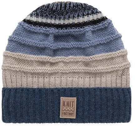 KNIT FACTORY - Dali Mütze - Strickmütze für Damen und Herren - Beanie - Wintermütze mit Wolle - Mehrfarbig - Hochwertige Qualität - Blau