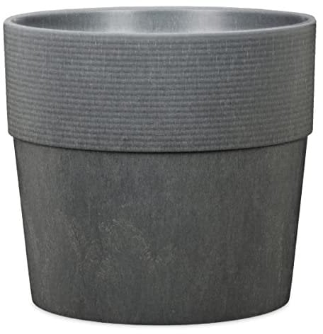 Scheurich Groove 30, Blumentopf/Pflanzkübel, rund, Farbe: Carbon, hergestellt mit recyceltem Kunststoff, 8 Jahre Garantie, für den Innenbereich