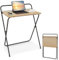 CASART Folding Computer Desk, No-Assembly Required Study Desk Writing Table with Wide Desktop, Small Laptop Workstation Portable Sofa Side Table for Small Places (Natural, 1 Tier：64 x 43 x 80cm)