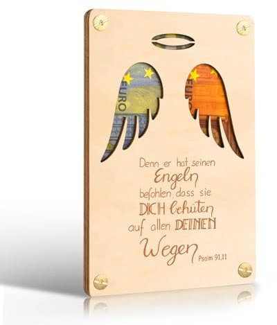 Xinkfir Taufgeschenke für Jungen und Mädchen, Geschenk Taufe Karte aus Holz im Kleinforma - Coole Geldgeschenke für Konfirmation, Kommunion, Jugendweihe, Taufe - Geld Geschenke Verpackung (Holzfarbe)