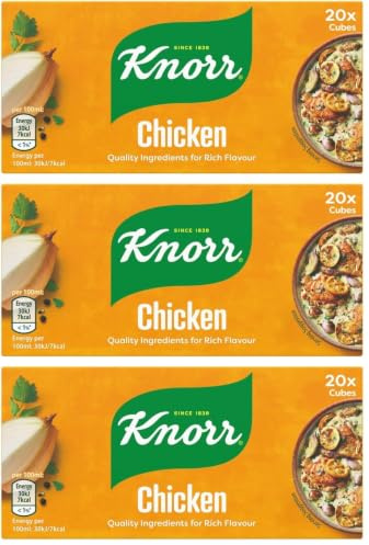 Knorr Chicken Stock Cubes gluten-free to add a rich chicken flavour to your dishes 20x 10 g (Pack of 3)