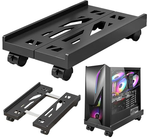 CPU Holder,Supporto Per Torre,Carrello Porta PC Con 4 Rotelle,Regolabile,Custodia Per Computer,Supporto Universale Per CPU Per Ufficio,Famiglia(Nero)