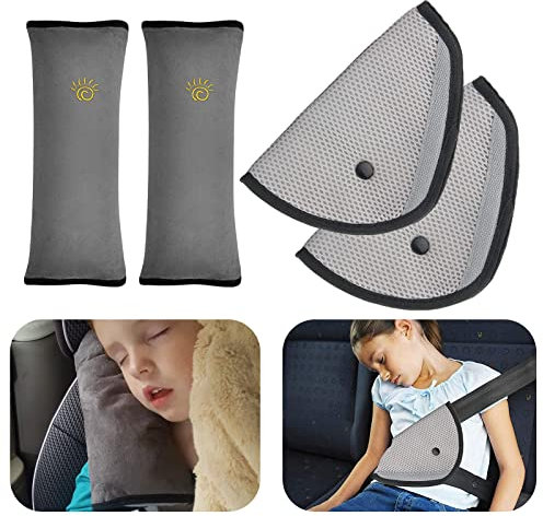 TICKLE Gurtschoner Auto, 2Pcs Auto Gurtpolster mit 2Pcs Auto Sicherheitsgurt Clip Gurte Positionierer, Sicherheitsgurtpolster Gurtschoner, Sicherheitsgurt Schulterpolster