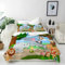ANHOPE Dschungel Wald Safari Tier Bettwäsche Set 3 Teilig Bettbezug 155x220 cm + 2 Kissenbezug 80x80 cm Weich Microfaser Bettbezüge mit Reißverschluss Bettdeckenbezug Set für Kinder Jungen Mädchen