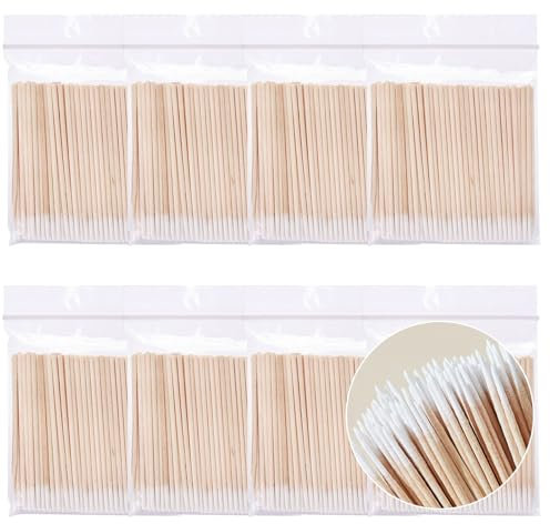 ZOCONE 800 Pezzi Tamponi di Cotone Appuntiti, 7cm Piccoli Tamponi di Cotone Cotton Fioc Make Up, Bastoncini da Tampone in Cotone con Manico in Legno per Tatuaggio Sopracciglia Bellezza Trucco Unghie