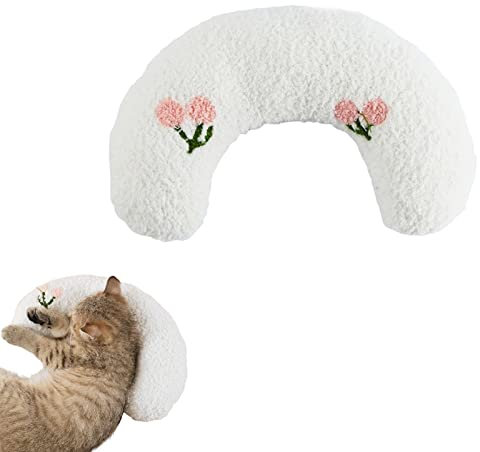 Katzenkissen Flauschig, 2 in 1 Weiches Katzenbett, Katzenkissen Waschbar, Hundebett für Kleine Hunde, Flauschiges Katzenbett für Indoor-Katzen, Katzenschlafplatz, Katzenbettchen Katzendecke (Weiß)