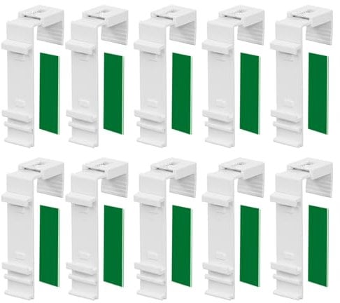 ShnminEU 10 Stück Lange Klemmhalter für Klemmfix Doppelrollo Duo-Rollo, zur bohrfreien Montage als Zubehör oder Ersatzteil für die Aufhängung an PVC-Fenstern und Balkontüren