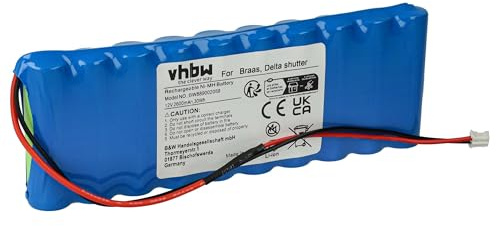 vhbw Batterie Compatible avec Braas motorisation de volet, Porte, Portail (2600mAh, 12V, NiMH)