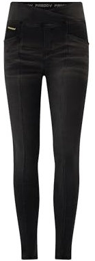 FREDDY - Hose mit hohem Bund aus Jersey Denim in Used-Effekt,, Jeans schwarz - Nähte in Ton, XS